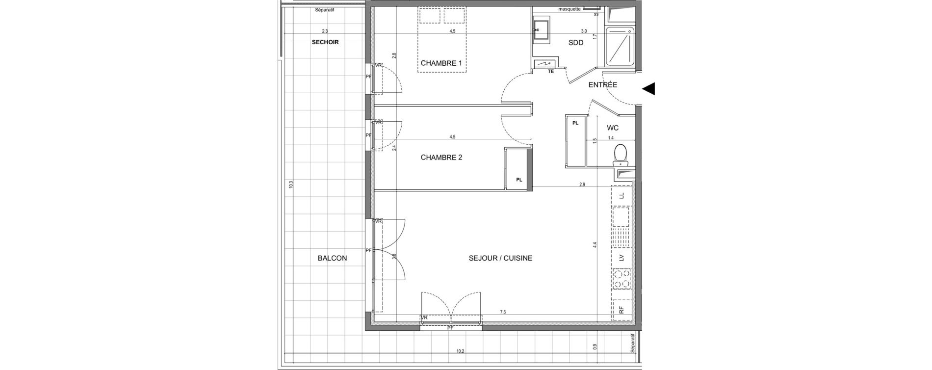 Appartement T3 de 66,00 m2 &agrave; Vallauris Centre