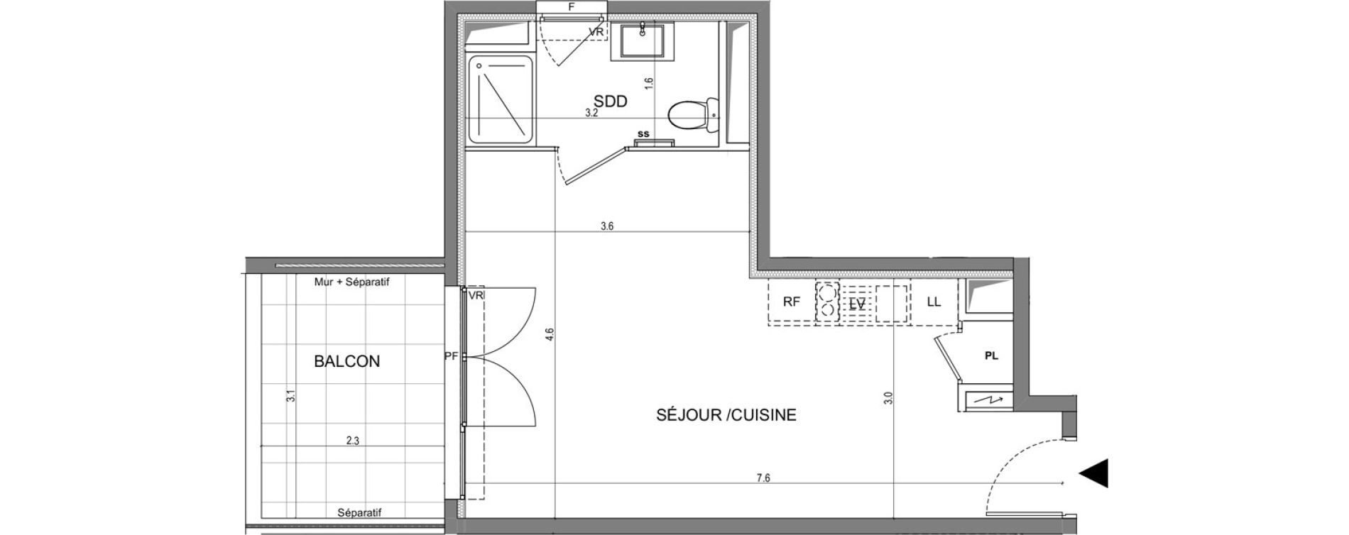 Appartement T1 de 31,00 m2 &agrave; Vallauris Centre