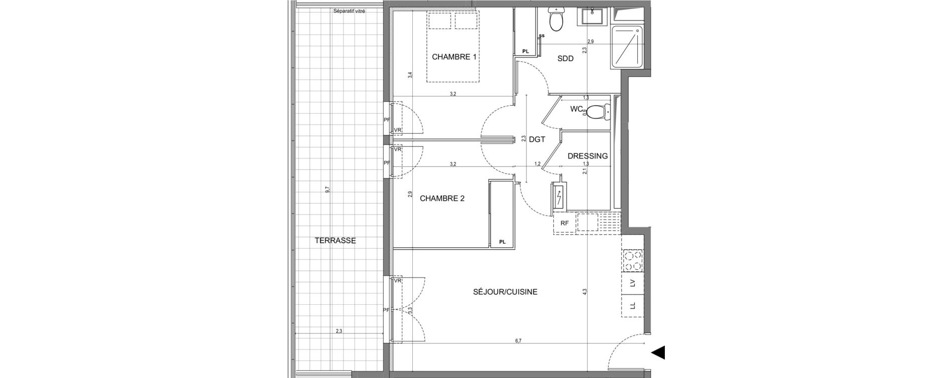 Appartement T3 de 60,00 m2 &agrave; Vallauris Centre