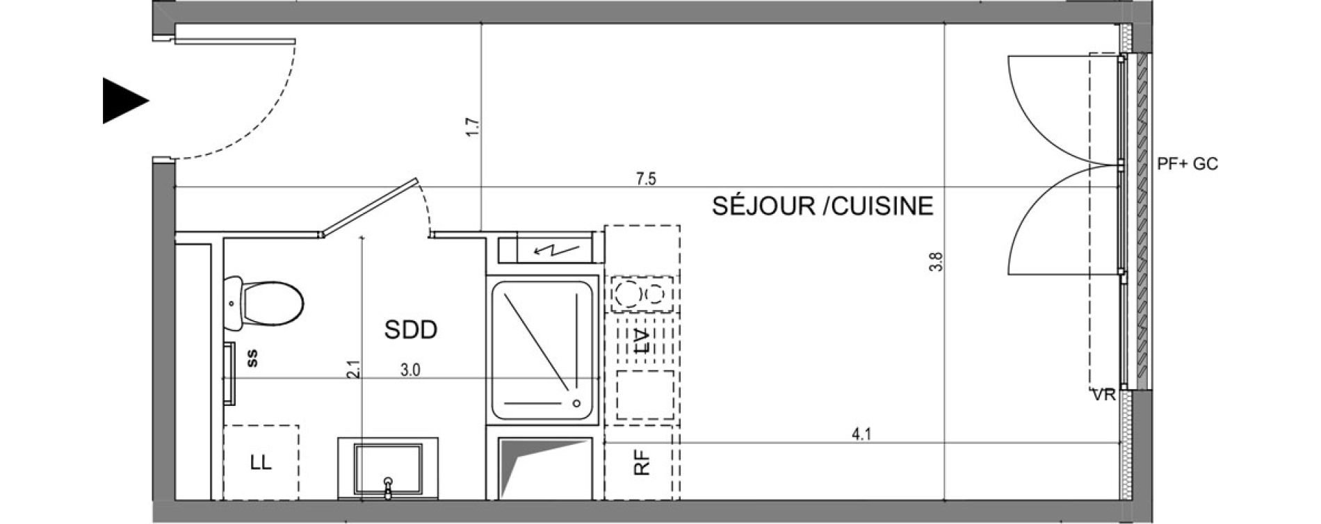 Appartement T1 de 26,00 m2 &agrave; Vallauris Centre