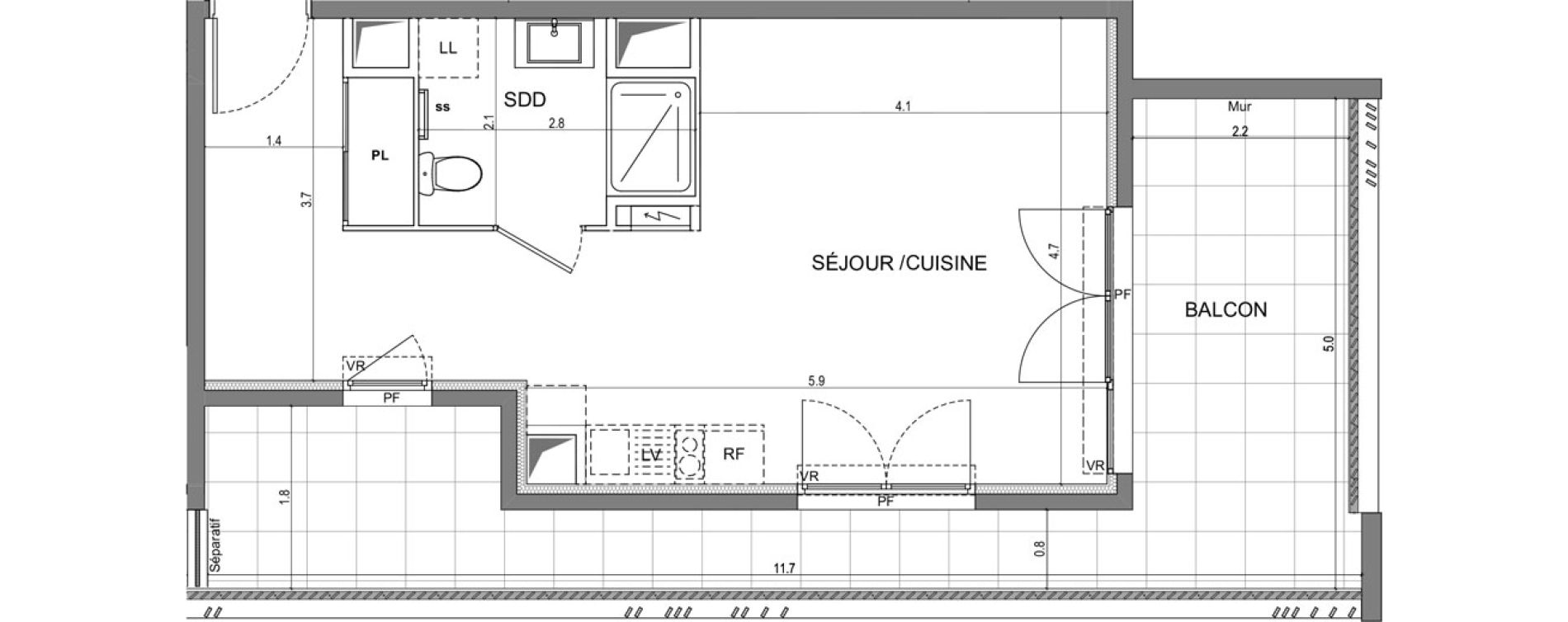 Appartement T1 de 38,00 m2 &agrave; Vallauris Centre