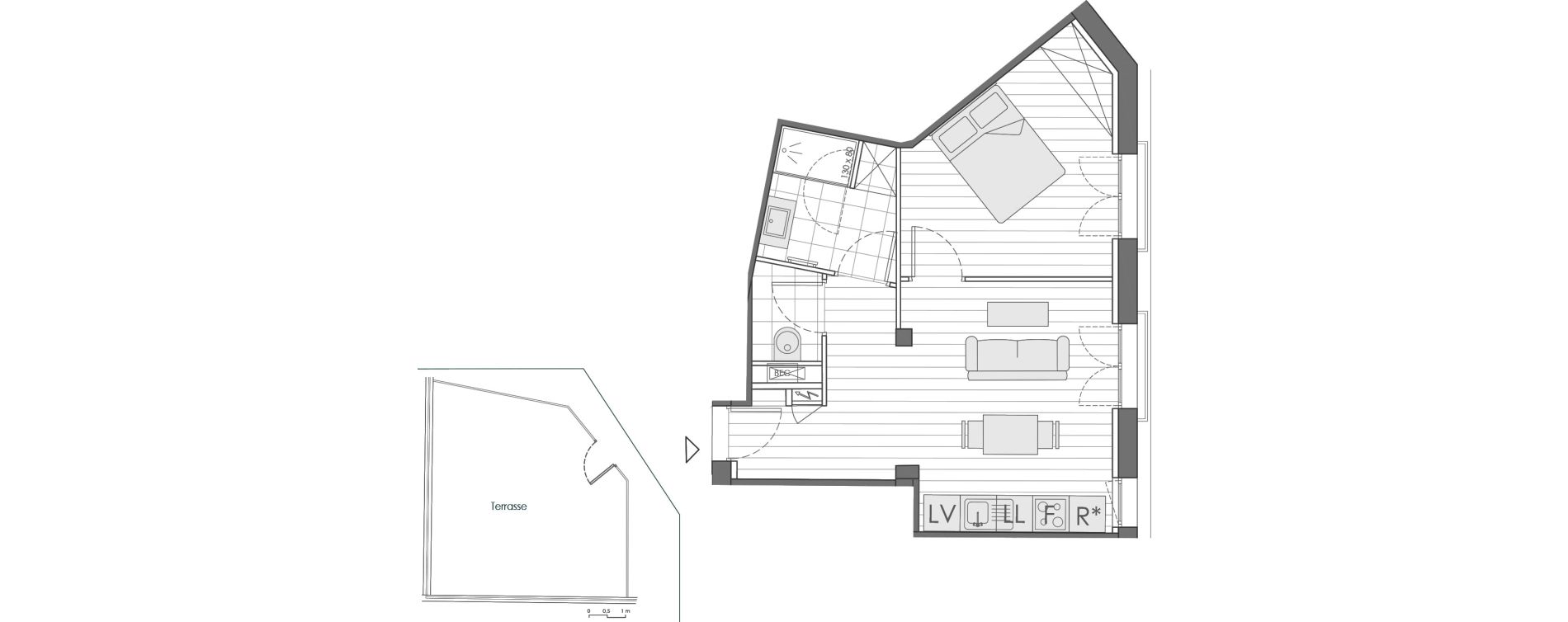 Appartement T2 de 37,30 m2 &agrave; Vallauris Centre