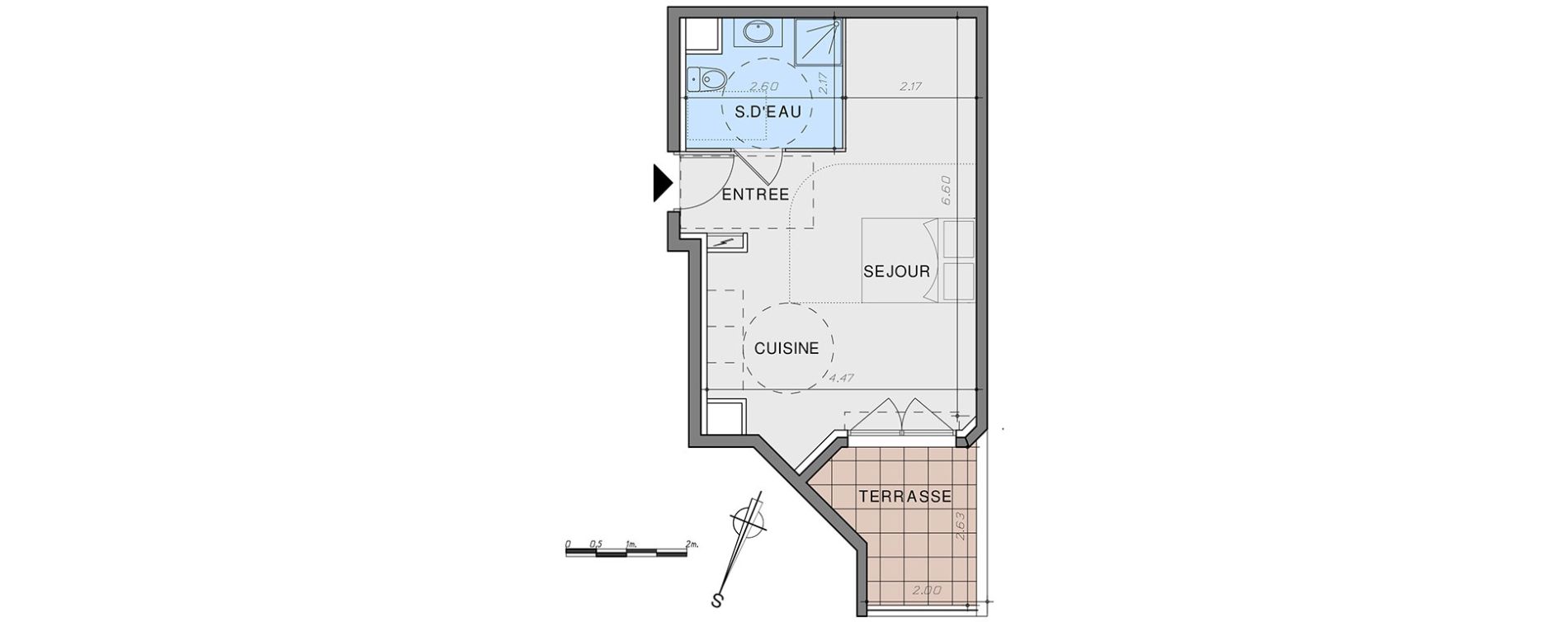Appartement T1 bis de 31,35 m2 &agrave; Vallauris Centre