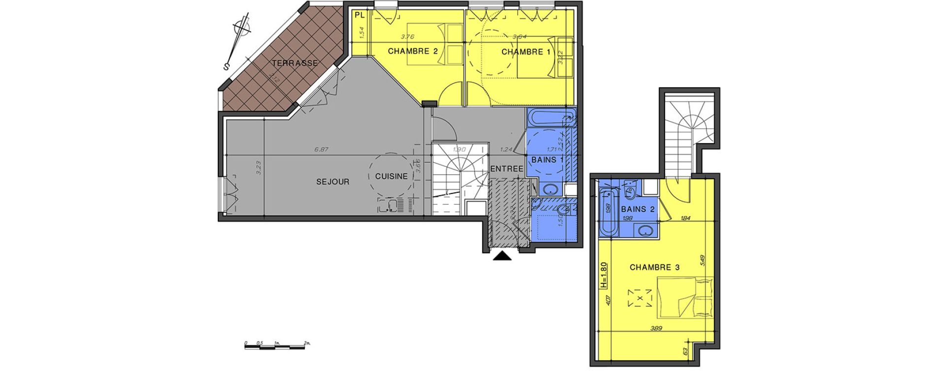Duplex T4 de 88,05 m2 &agrave; Vallauris Centre