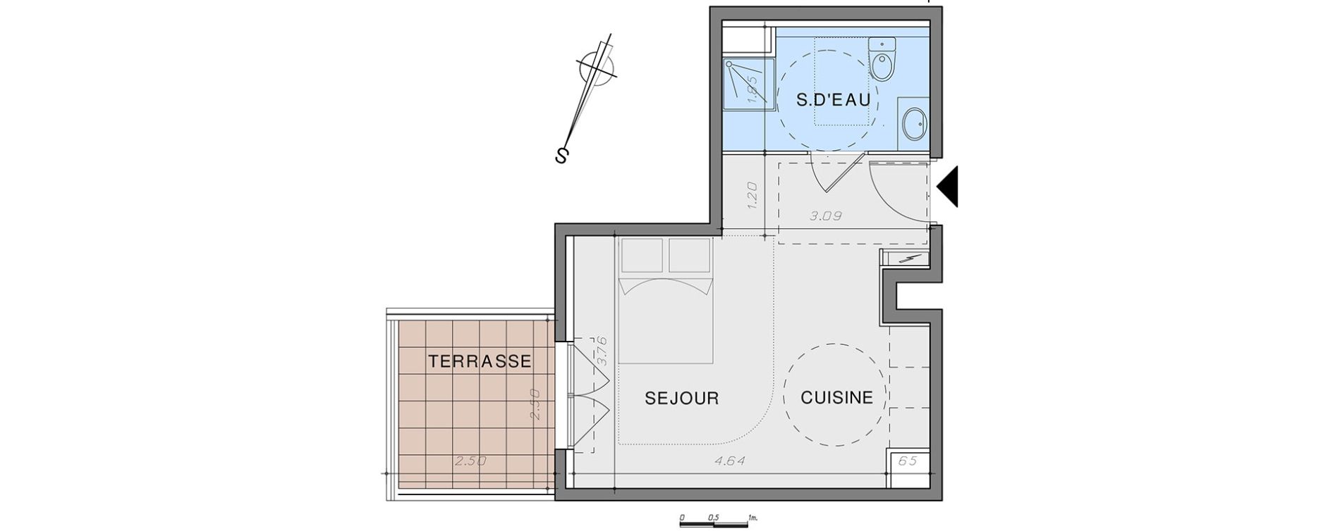 Studio de 27,85 m2 &agrave; Vallauris Centre