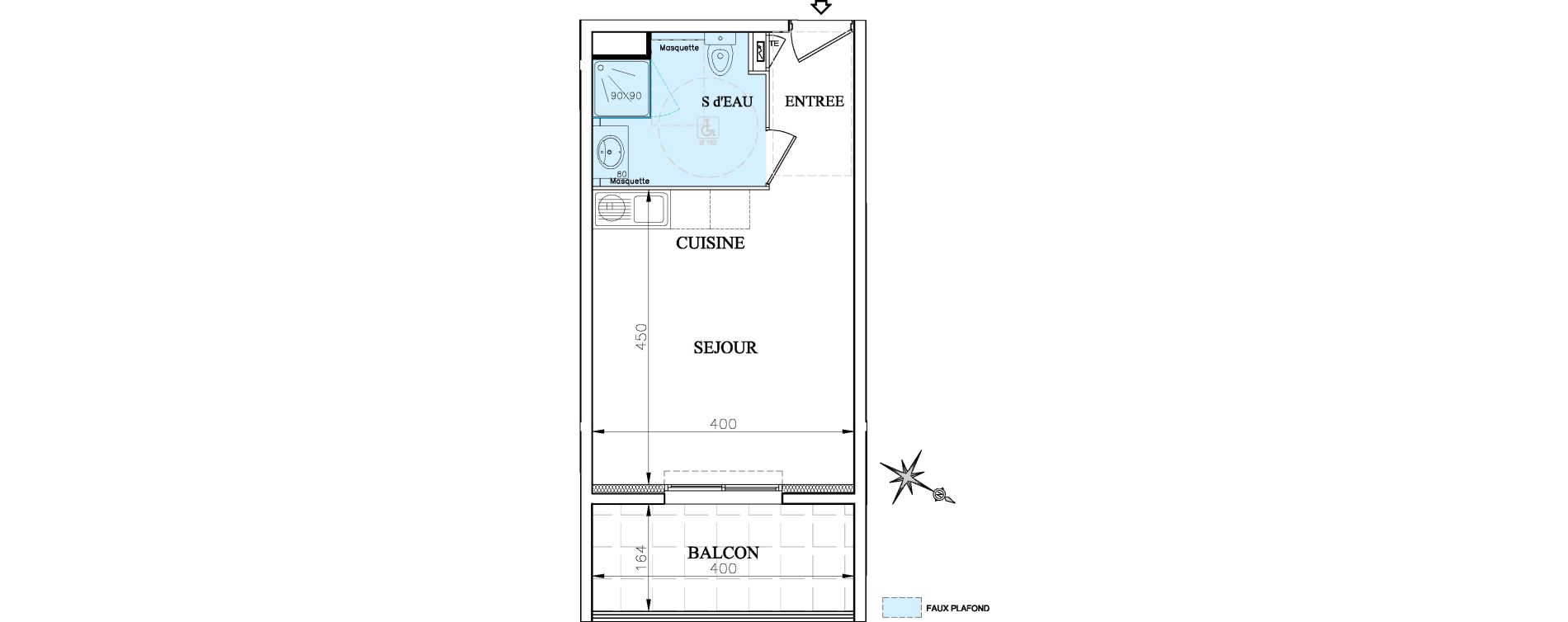 Appartement T1 de 26,85 m2 &agrave; Vence Centre