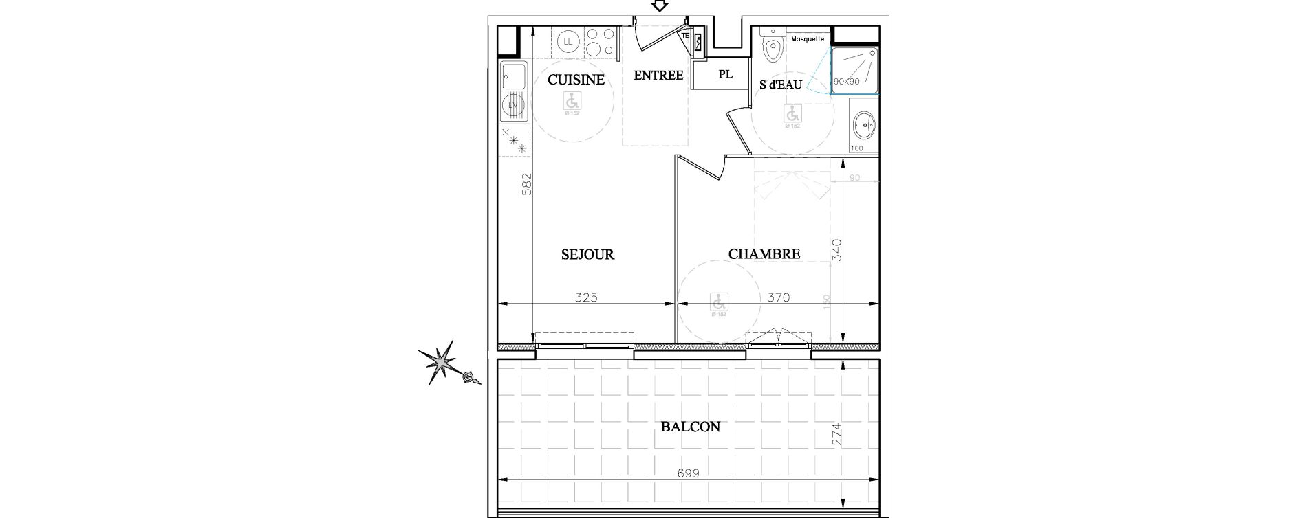 Appartement T2 de 38,90 m2 &agrave; Vence Centre