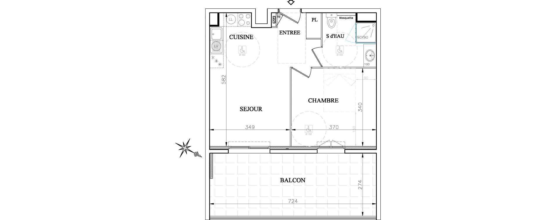 Appartement T2 de 40,25 m2 &agrave; Vence Centre