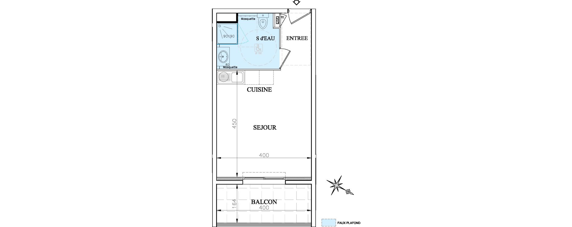 Appartement T1 de 26,85 m2 &agrave; Vence Centre
