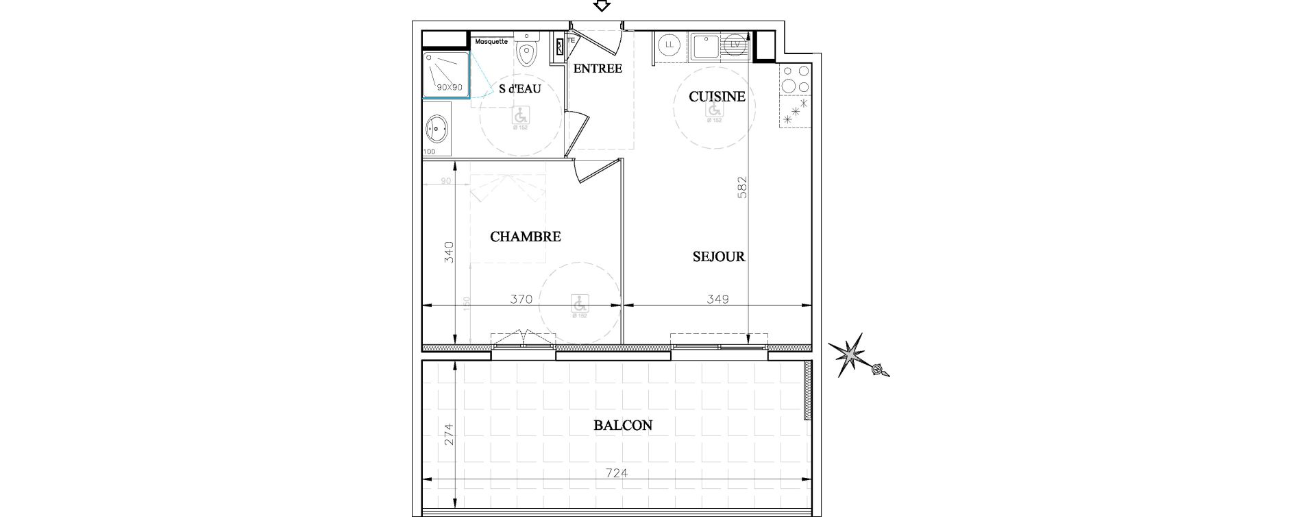 Appartement T2 de 40,40 m2 &agrave; Vence Centre