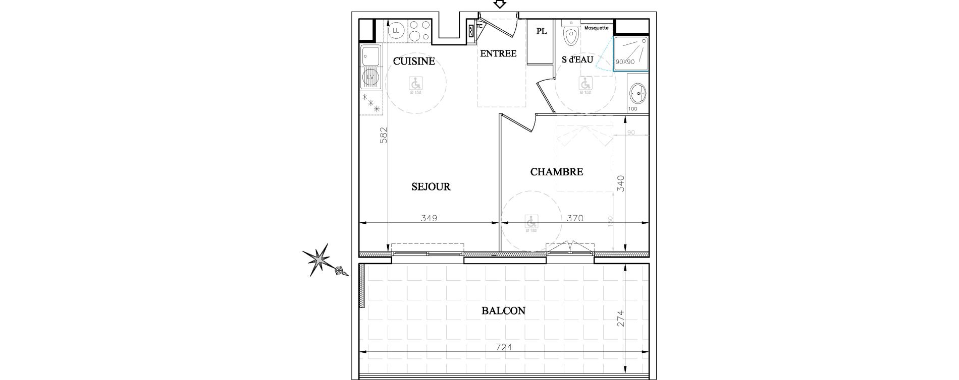 Appartement T2 de 40,25 m2 &agrave; Vence Centre