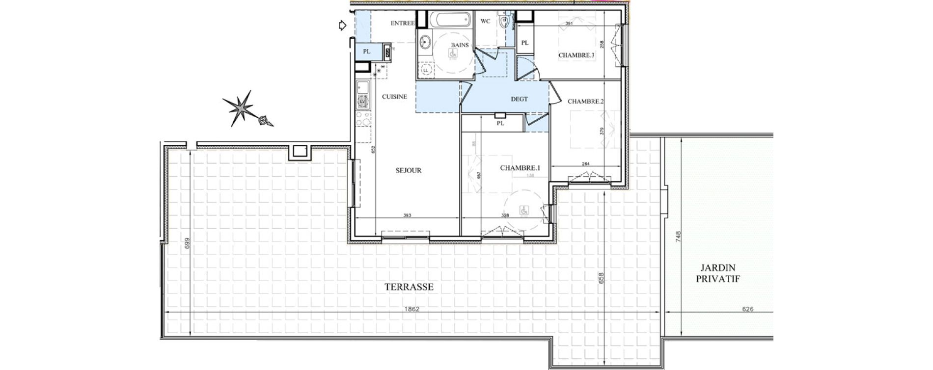 Appartement T4 de 76,04 m2 &agrave; Vence Centre
