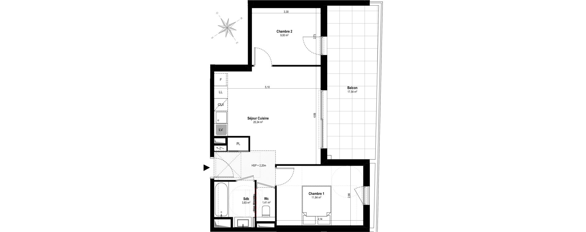 Appartement T3 de 51,42 m2 &agrave; Villeneuve-Loubet Vaugrenier
