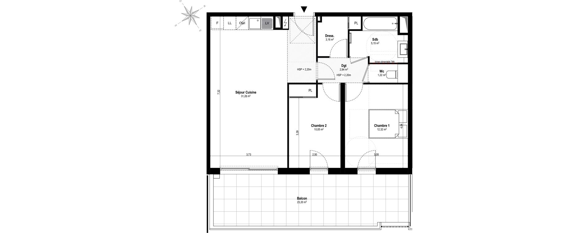 Appartement T3 de 66,12 m2 &agrave; Villeneuve-Loubet Vaugrenier