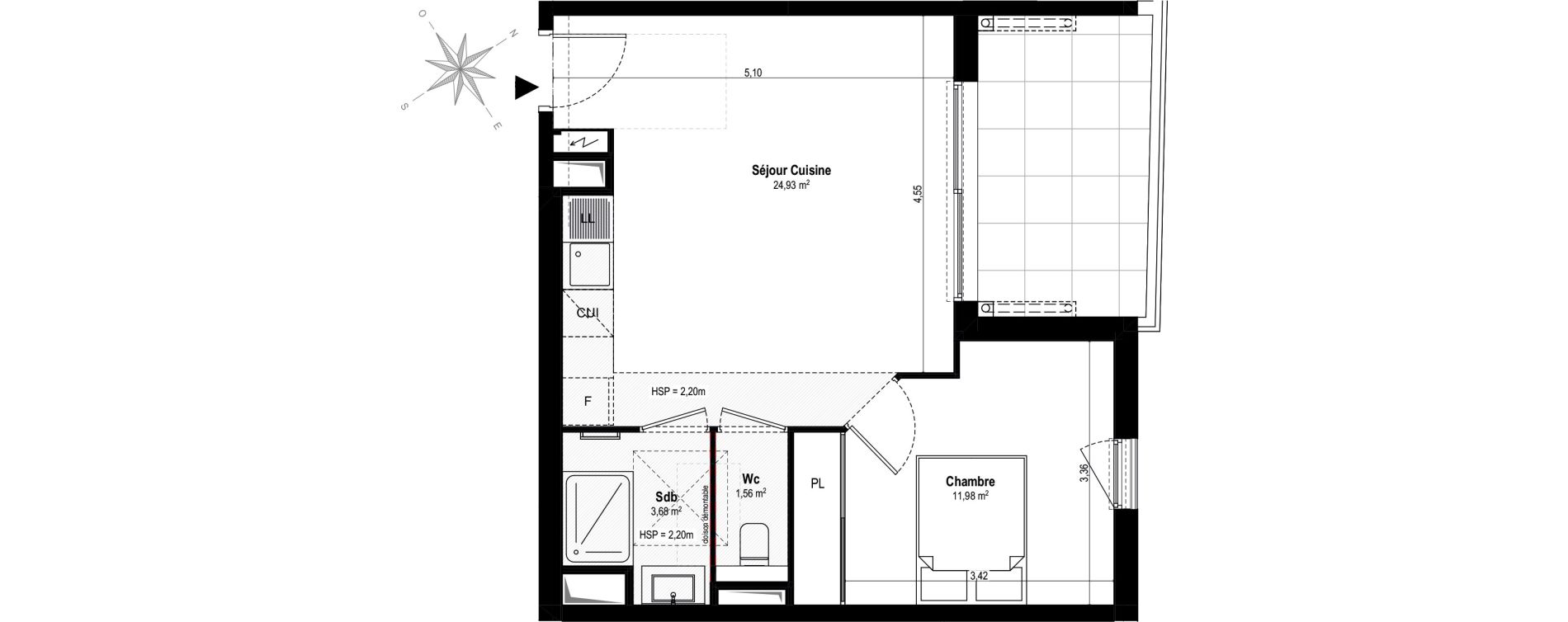 Appartement T2 de 42,15 m2 &agrave; Villeneuve-Loubet Vaugrenier