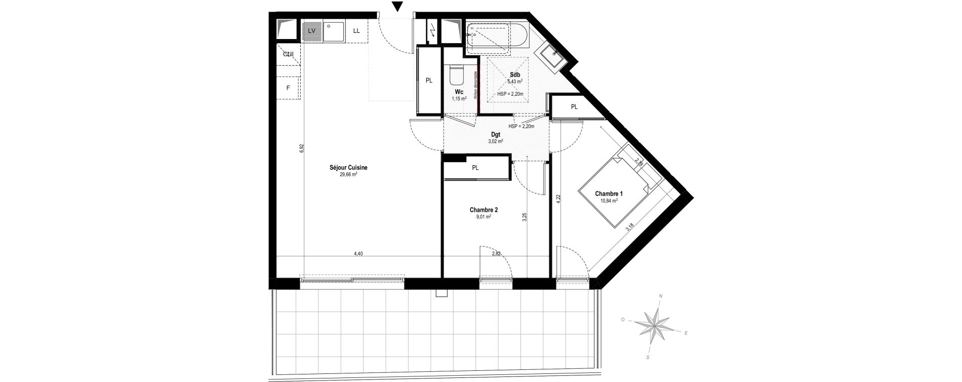 Appartement T3 de 59,11 m2 &agrave; Villeneuve-Loubet Vaugrenier
