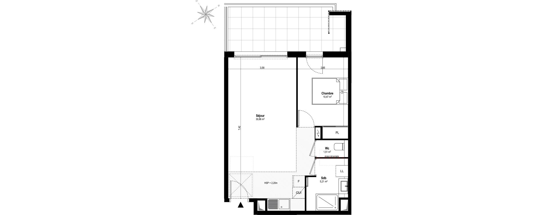 Appartement T2 de 48,05 m2 à Villeneuve-Loubet Vaugrenier