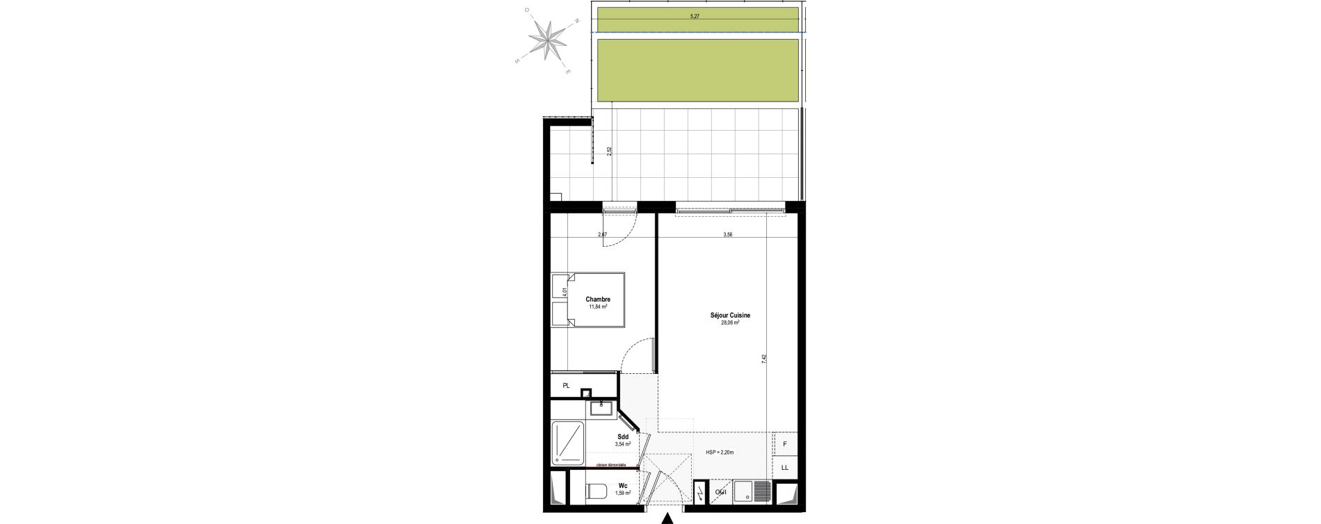 Appartement T2 de 45,03 m2 à Villeneuve-Loubet Vaugrenier