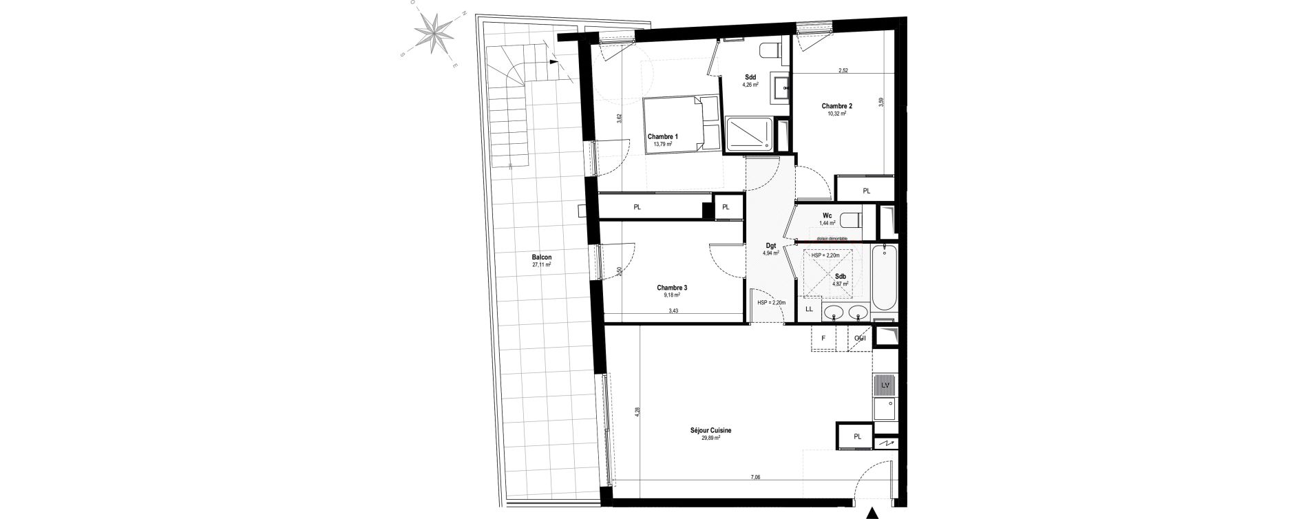 Appartement T4 de 78,69 m2 &agrave; Villeneuve-Loubet Vaugrenier