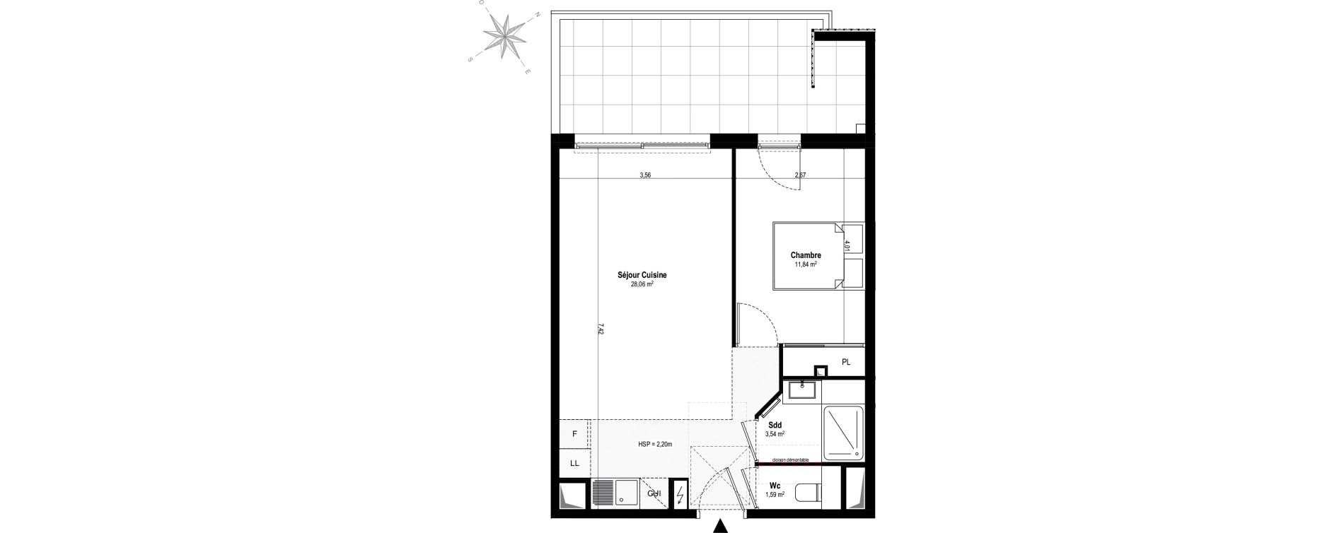 Appartement T2 de 45,03 m2 &agrave; Villeneuve-Loubet Vaugrenier