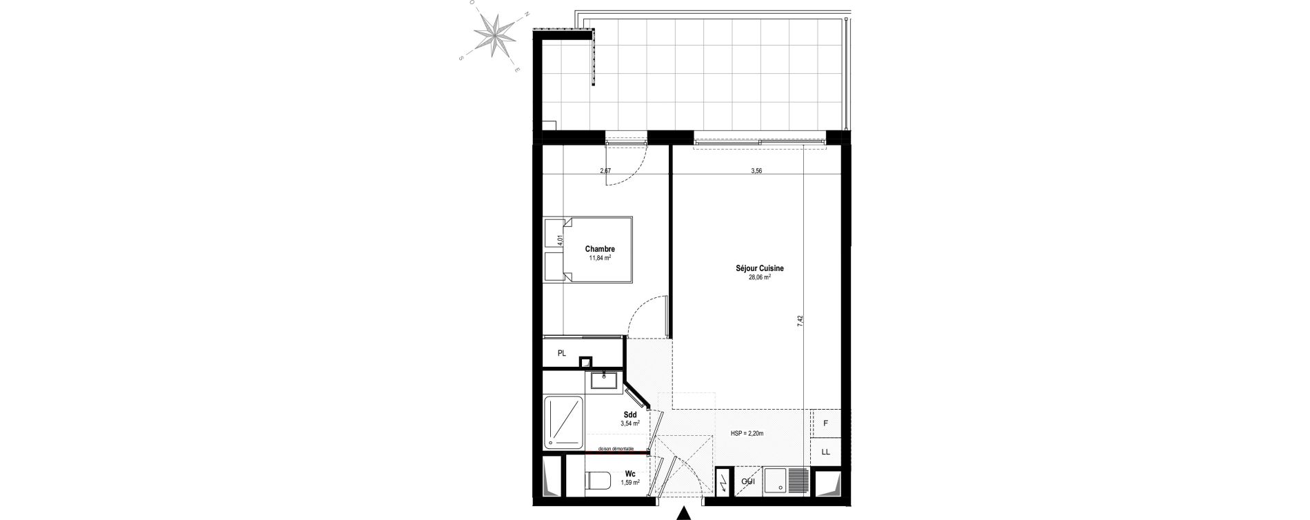 Appartement T2 de 45,03 m2 &agrave; Villeneuve-Loubet Vaugrenier