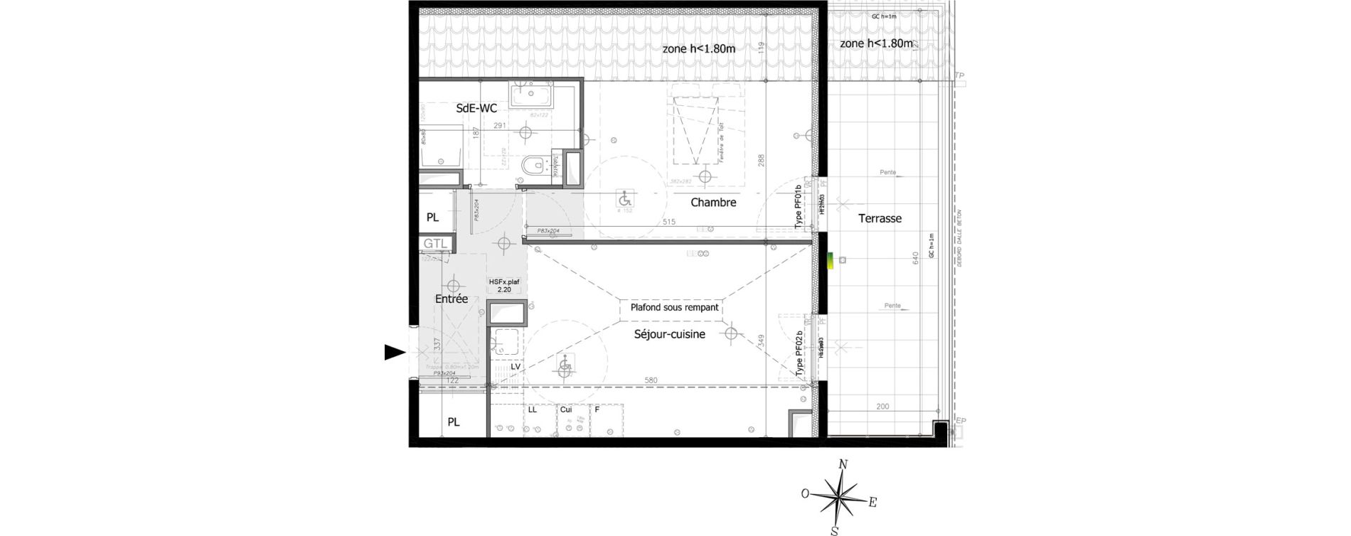 Appartement T2 de 43,47 m2 &agrave; Villeneuve-Loubet Plan