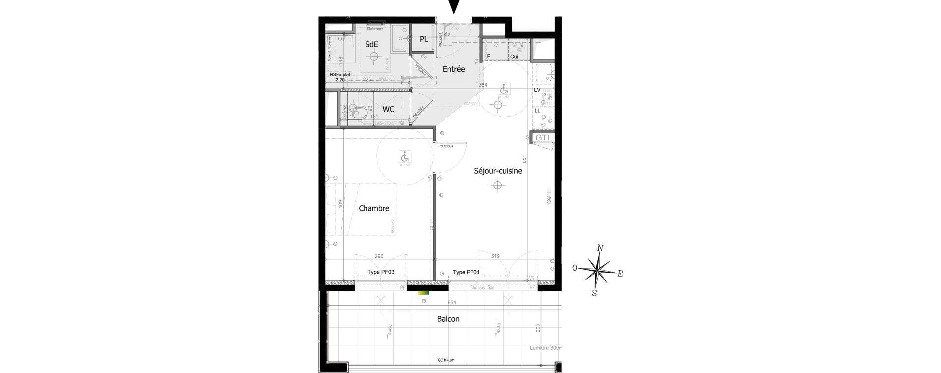 Appartement T2 de 39,65 m2 &agrave; Villeneuve-Loubet Plan