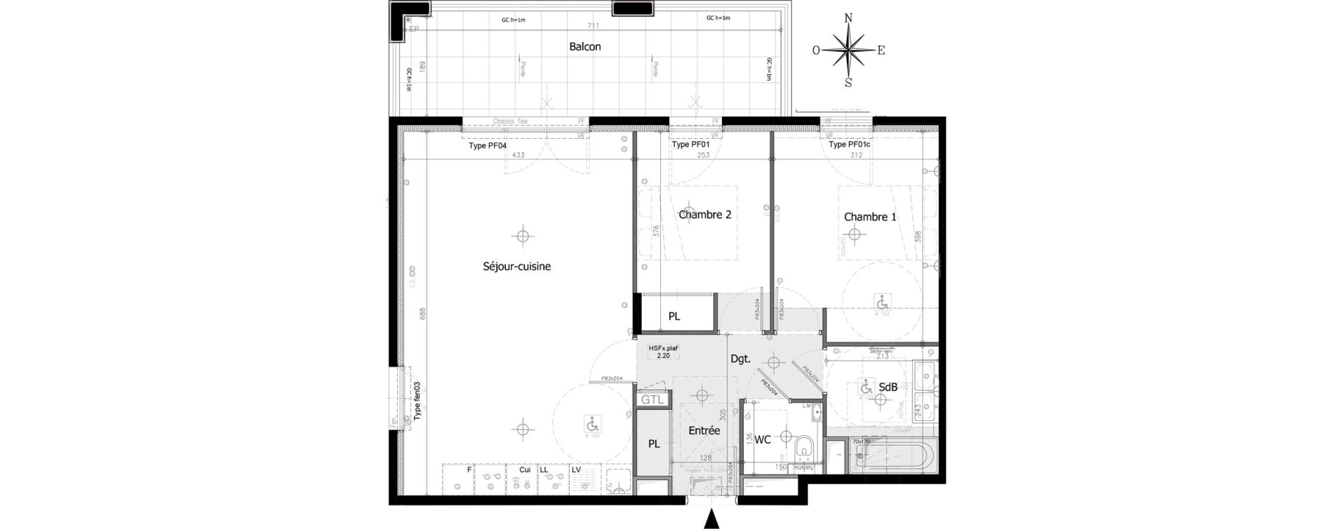 Appartement T3 de 65,71 m2 &agrave; Villeneuve-Loubet Plan