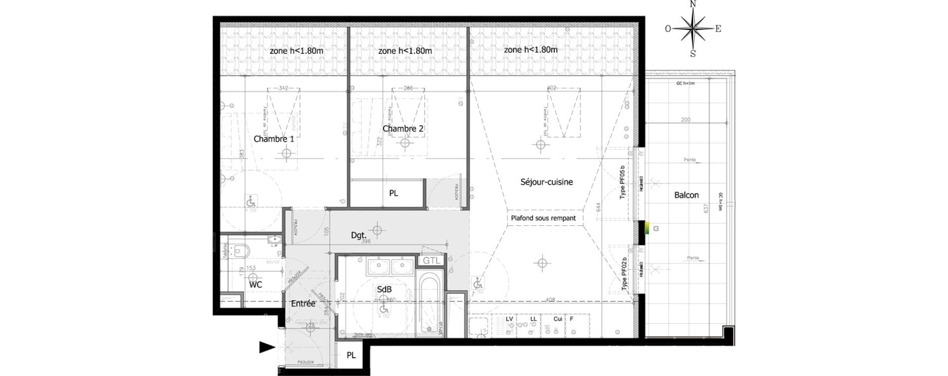 Appartement T3 de 61,93 m2 &agrave; Villeneuve-Loubet Plan