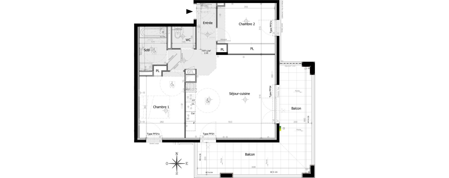 Appartement T3 de 62,45 m2 &agrave; Villeneuve-Loubet Plan