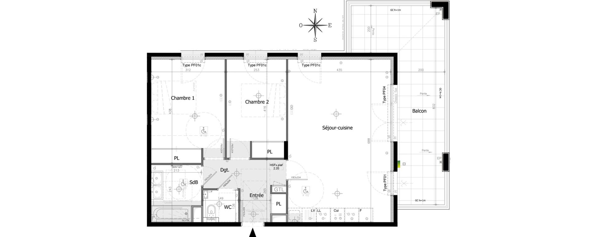Appartement T3 de 67,33 m2 &agrave; Villeneuve-Loubet Plan