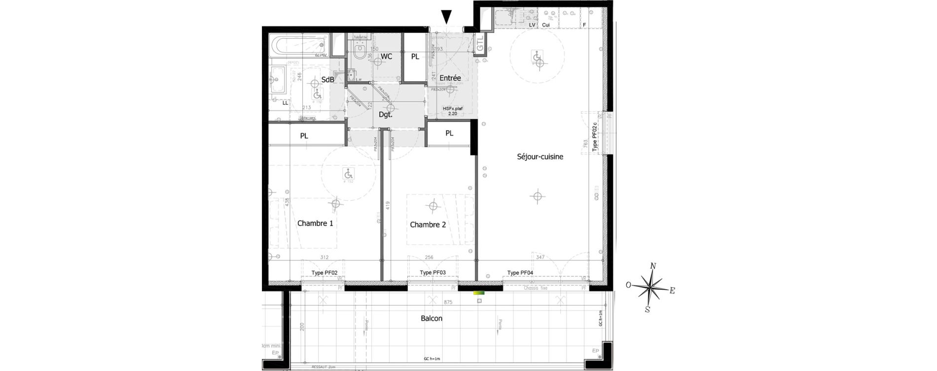 Appartement T3 de 64,15 m2 &agrave; Villeneuve-Loubet Plan