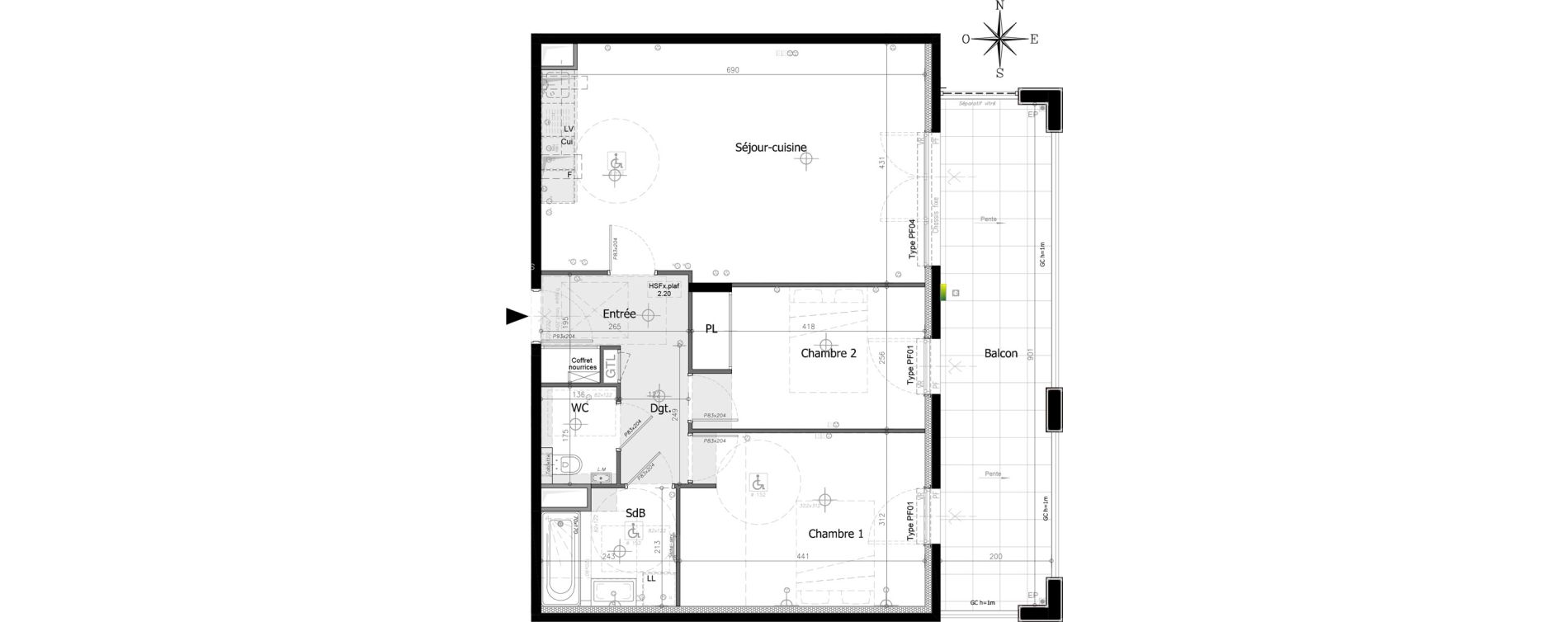Appartement T3 de 67,42 m2 &agrave; Villeneuve-Loubet Plan