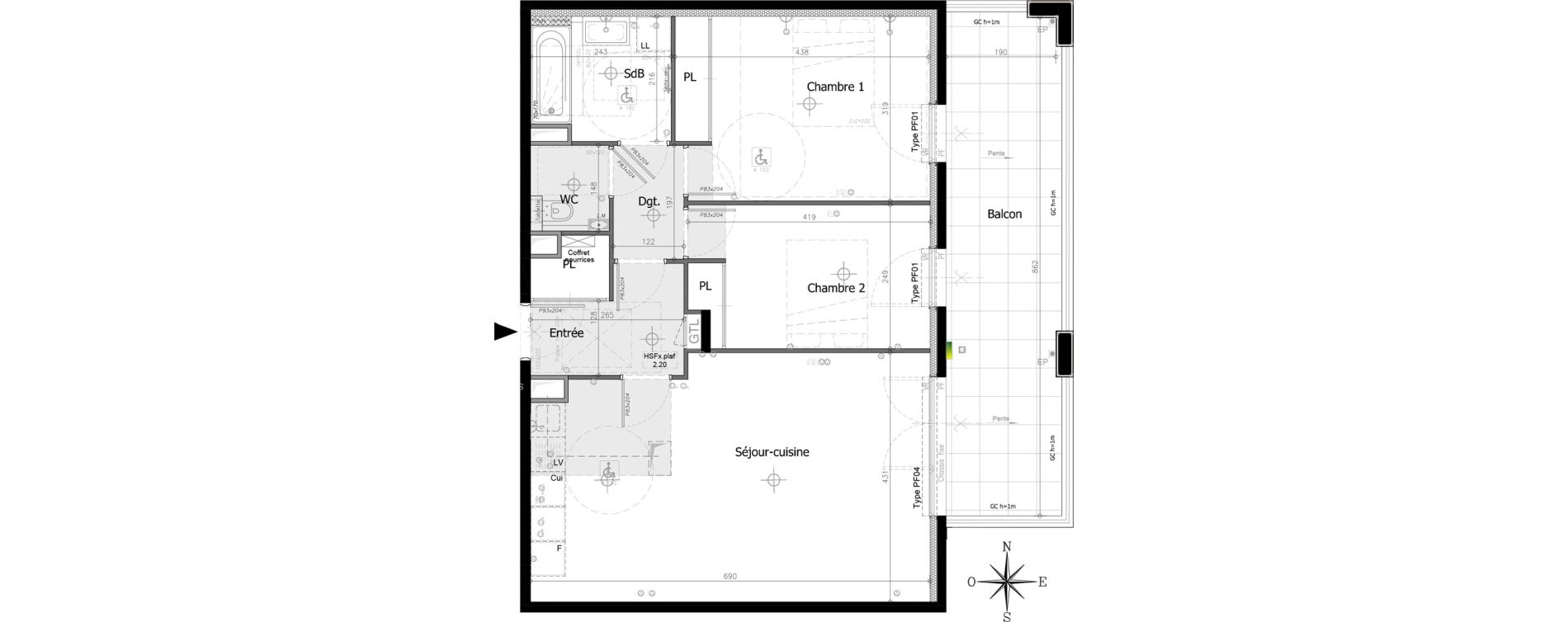 Appartement T3 de 67,16 m2 &agrave; Villeneuve-Loubet Plan