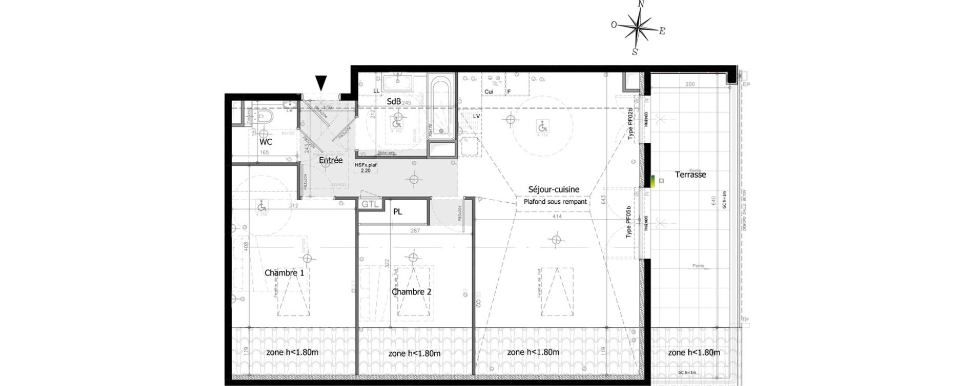 Appartement T3 de 61,40 m2 &agrave; Villeneuve-Loubet Plan