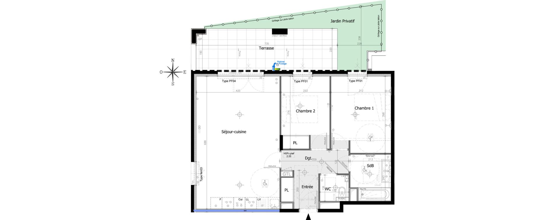 Appartement T3 de 61,95 m2 &agrave; Villeneuve-Loubet Plan