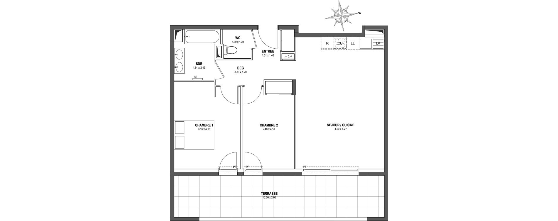 Appartement T3 de 62,31 m2 &agrave; Villeneuve-Loubet Centre