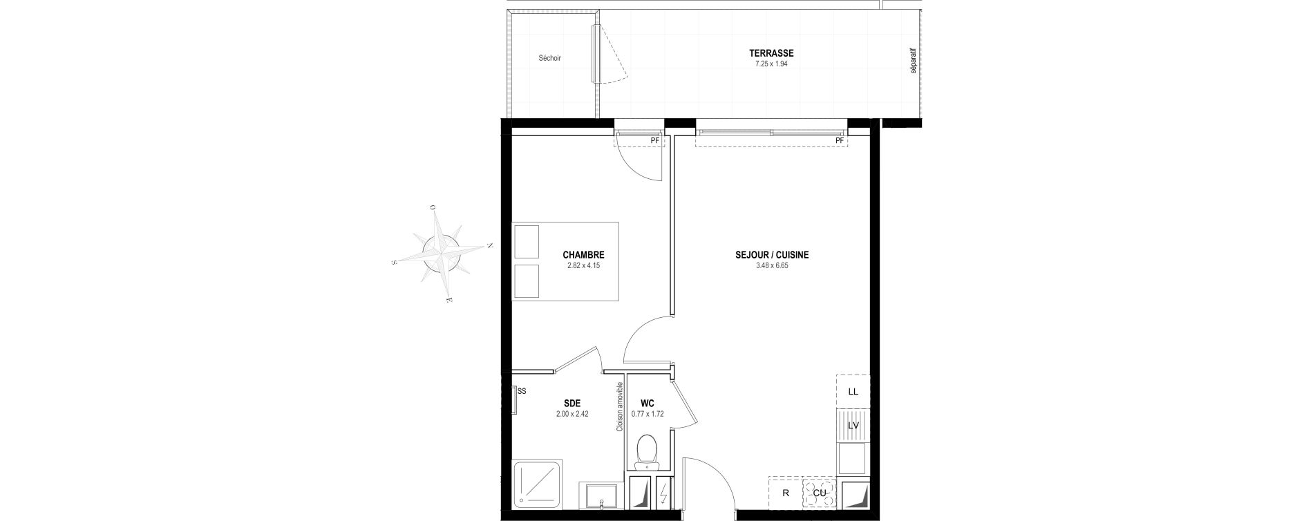 Appartement T2 de 40,64 m2 &agrave; Villeneuve-Loubet Centre