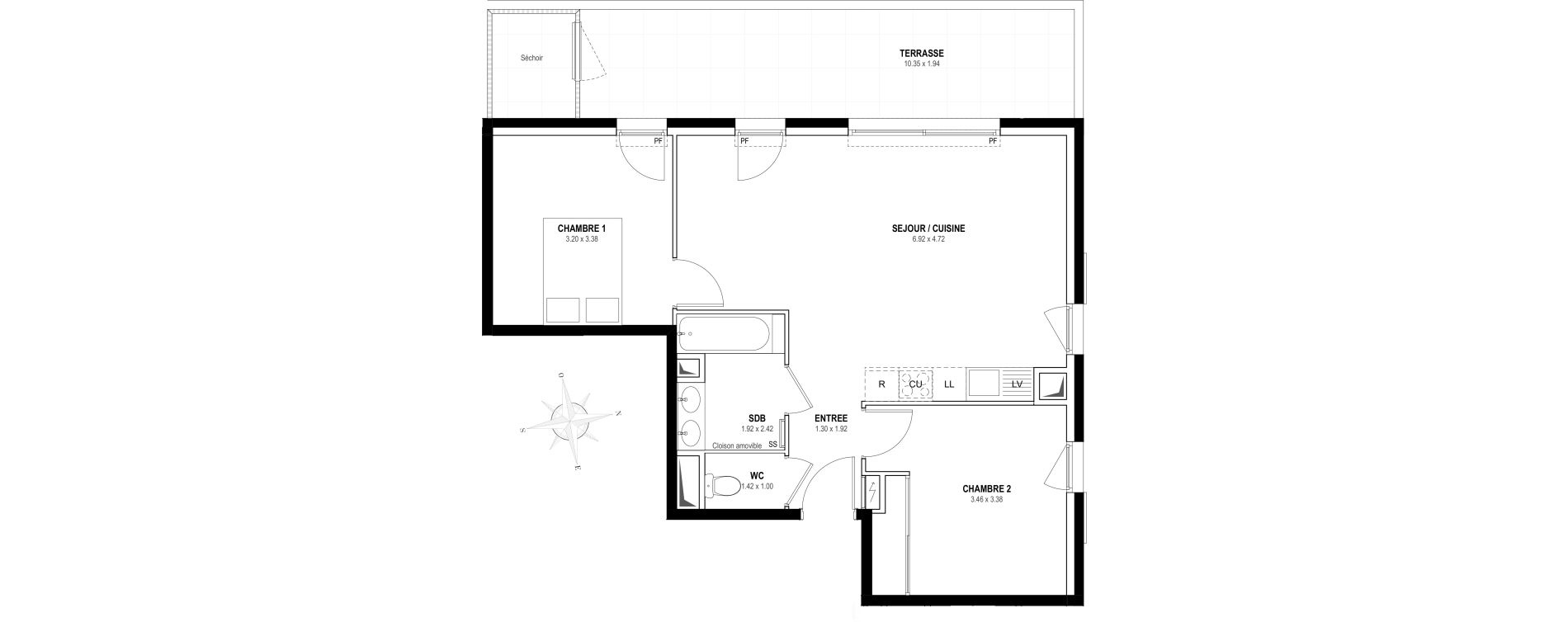 Appartement T3 de 59,65 m2 &agrave; Villeneuve-Loubet Centre