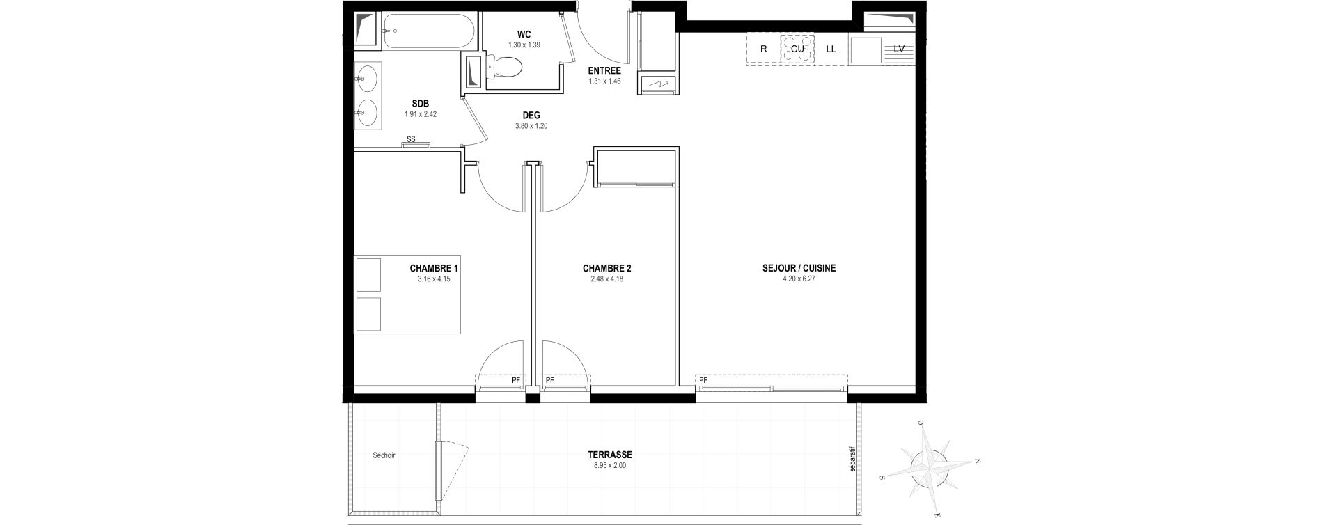 Appartement T3 de 62,31 m2 &agrave; Villeneuve-Loubet Centre