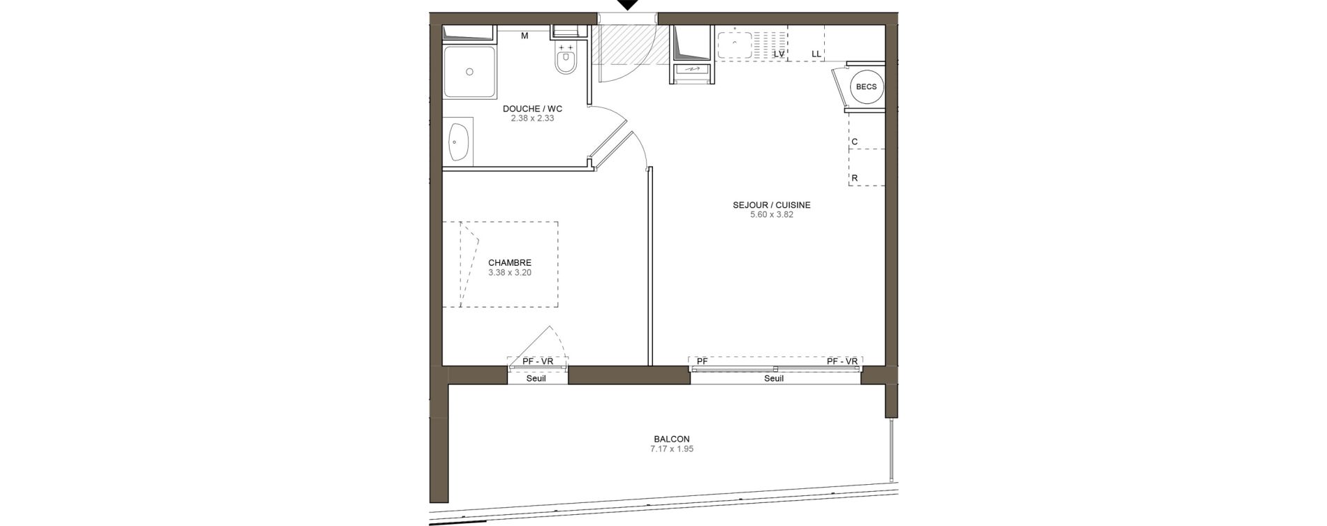 Appartement T2 de 38,84 m2 &agrave; Villeneuve-Loubet Plan