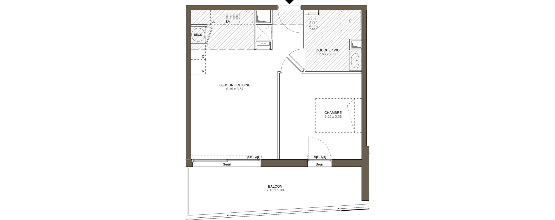 Appartement T2 de 41,15 m2 &agrave; Villeneuve-Loubet Plan