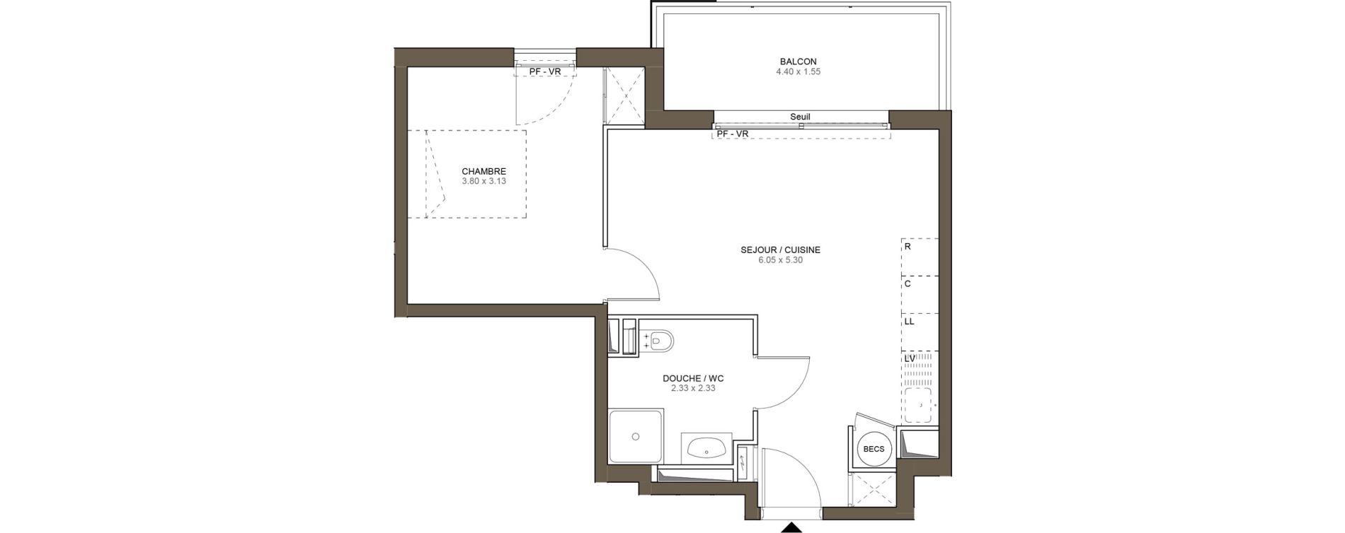 Appartement T2 de 41,20 m2 &agrave; Villeneuve-Loubet Plan