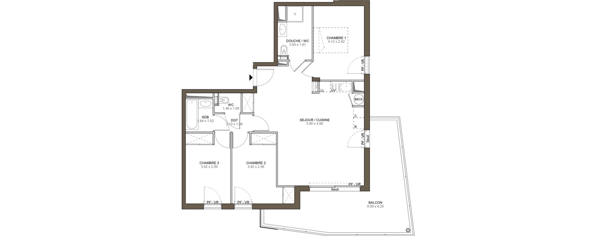 Appartement T4 de 77,69 m2 &agrave; Villeneuve-Loubet Plan