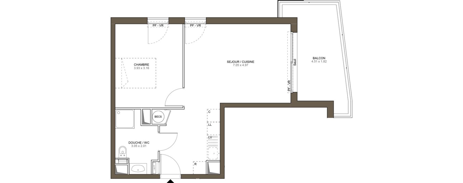 Appartement T2 de 44,55 m2 &agrave; Villeneuve-Loubet Plan