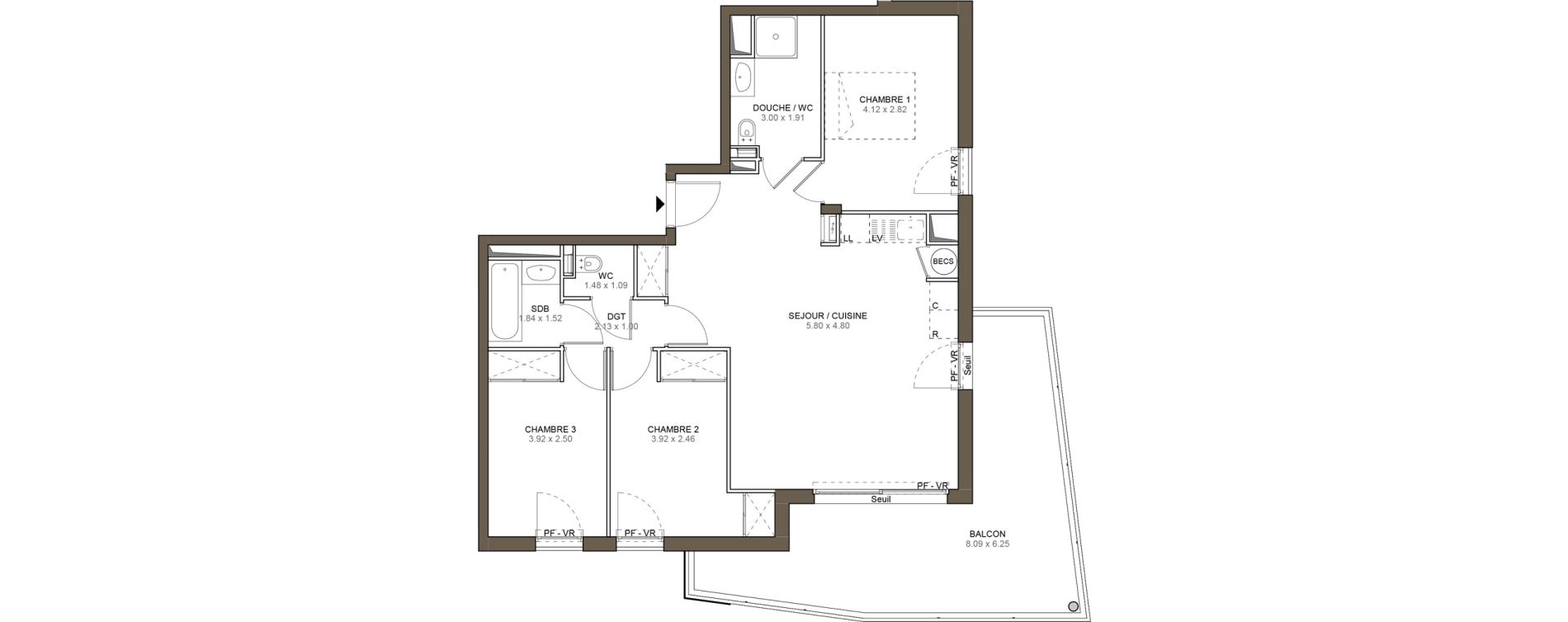 Appartement T4 de 77,69 m2 &agrave; Villeneuve-Loubet Plan