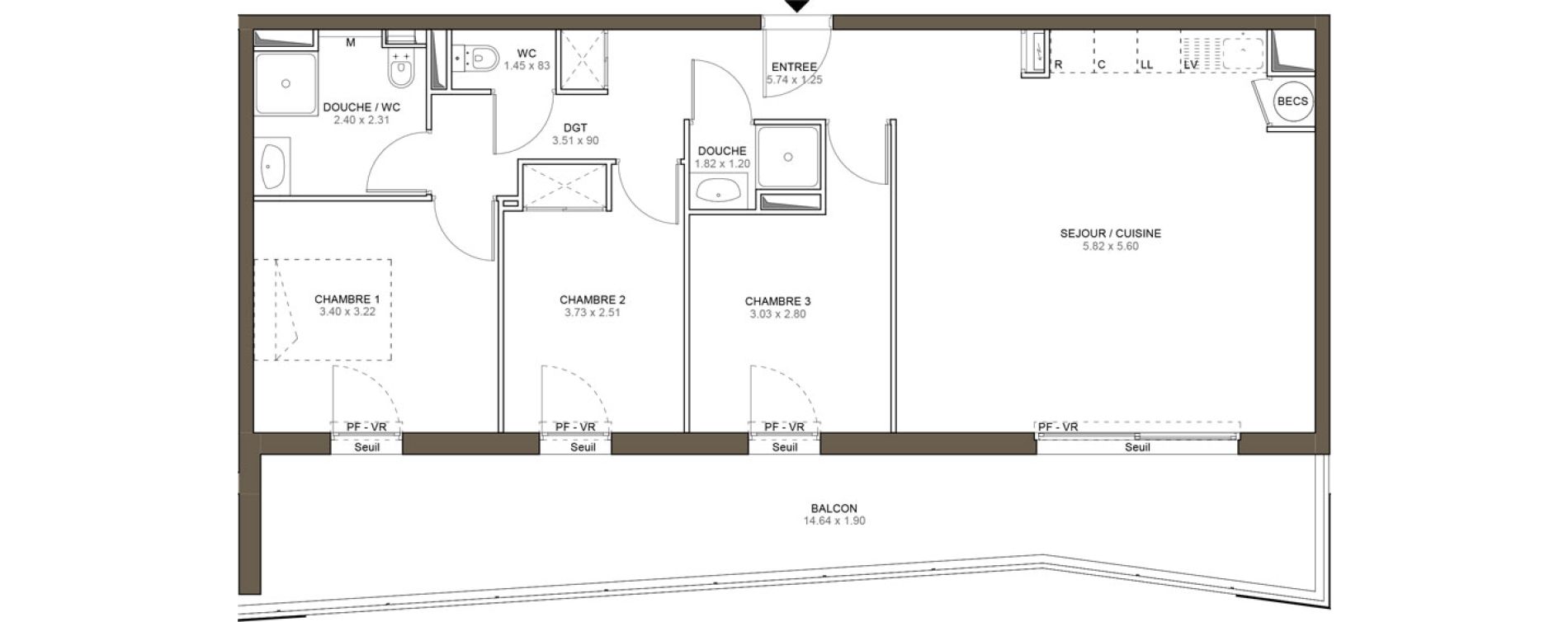 Appartement T4 de 78,77 m2 &agrave; Villeneuve-Loubet Plan