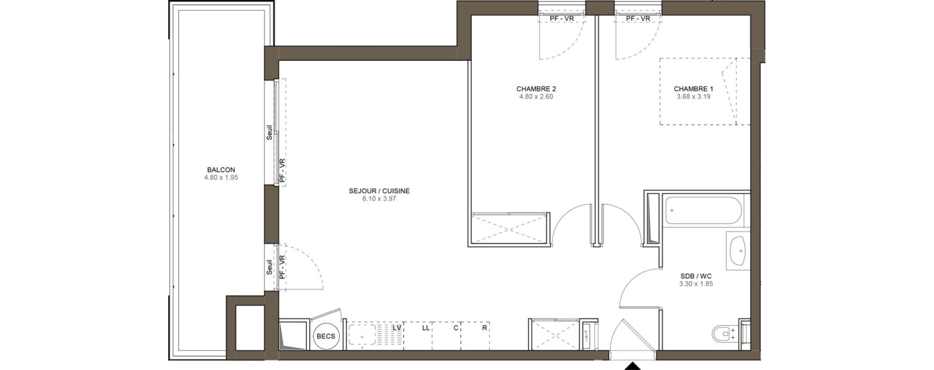 Appartement T3 de 63,37 m2 &agrave; Villeneuve-Loubet Plan
