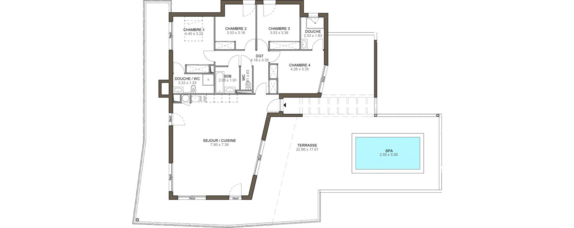 Appartement T5 de 126,72 m2 &agrave; Villeneuve-Loubet Plan