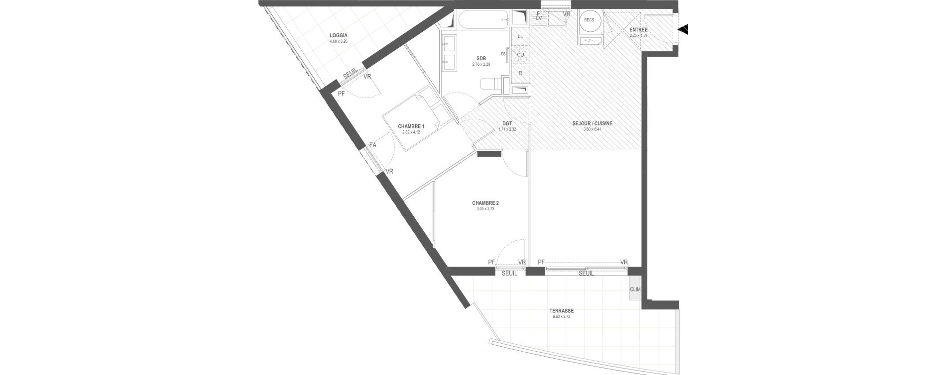 Appartement T3 de 67,24 m2 &agrave; Villeneuve-Loubet Les maurettes